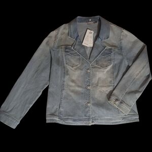 Chico’s Platinum Women’s 2 Blue Denim Jacket Classic Casual Outerwear